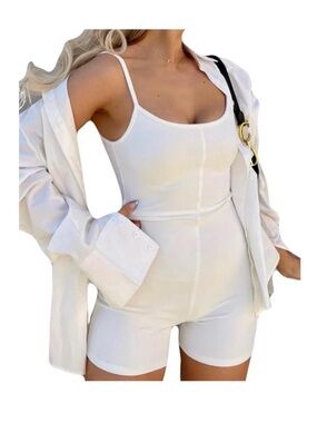 NWT White Sexy Playsuit Shorts Romper Jumpsuit XS
